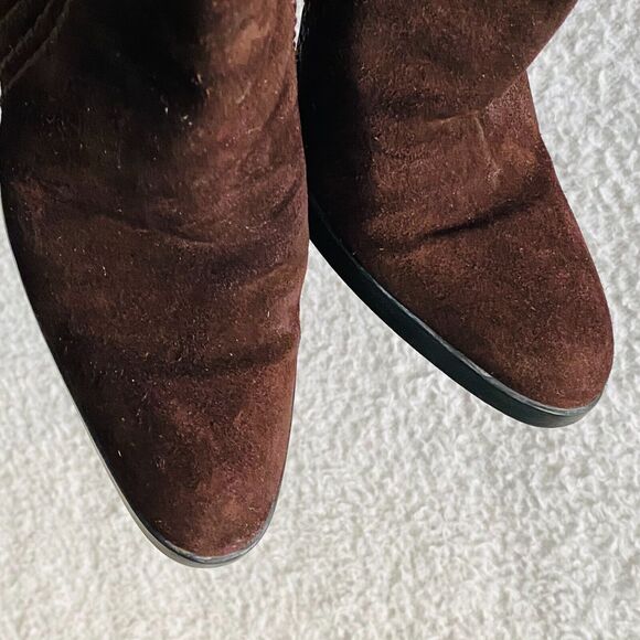Tod’s Boots Suede Heeled Ankle Leather Brown Size 5 Made in Italy - Picture 5 of 13